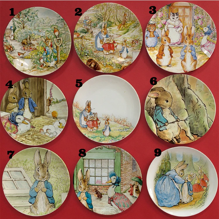 8 дюймов Beatrix Potter The Tale of Peter Rabbit иллюстрация живопись тарелка Украшение Декор плоское блюдо подвесные тарелки блюдо