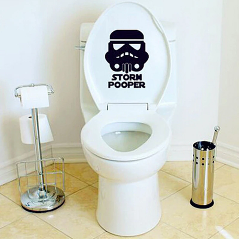 

STORM TROOPER ON POOPER Toilet Seat Decal STAR WARS Funny Bathroom Sticker Label