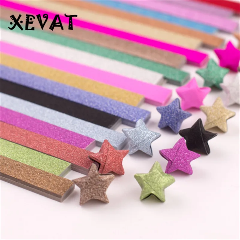 DIY складные бумажные звезды блестящий золотой порошок случайные десять цветов