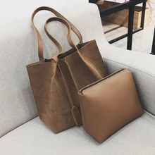 Высококачественные женские замшевые сумки, мягкая кожаная женская сумка, 2 шт, Набор сумок, женские сумки на плечо, большие повседневные сумки-тоут F421