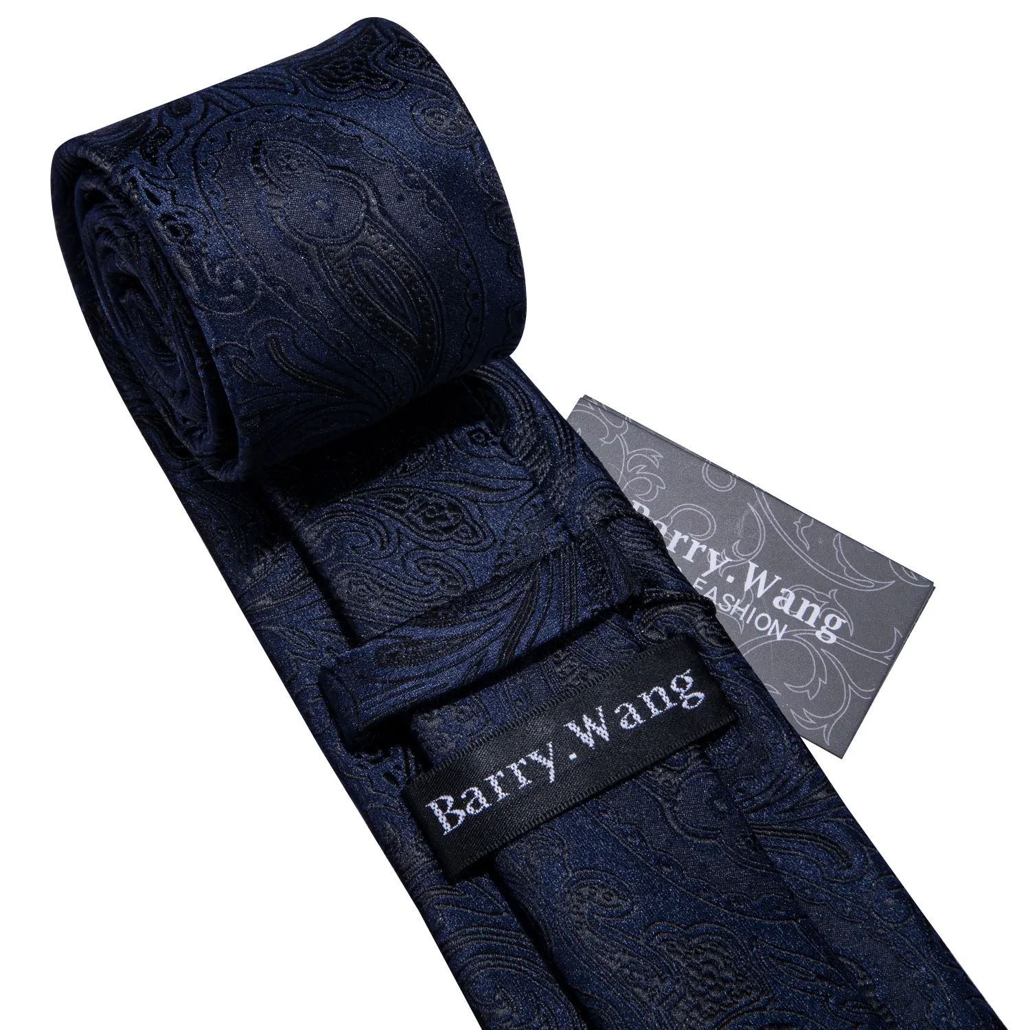 Мужские галстуки из шелка для мужчин темно-синий галстук-бабочка платок Пейсли жаккард тканая синяя Подарочная коробка для галстука набор Barry.Wang LS-5149