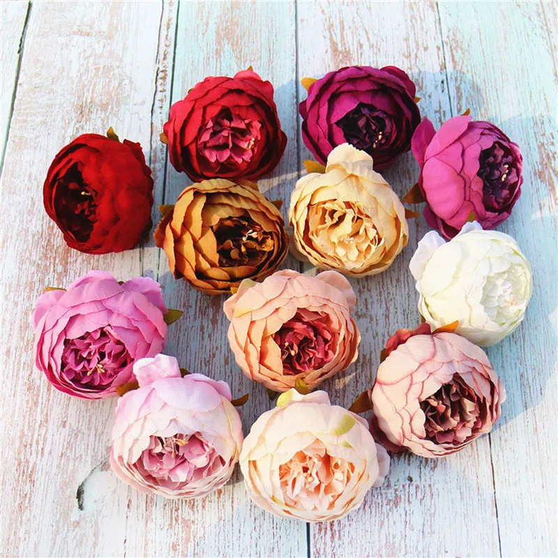 Wholesale New European style 5pcs/lot Artificial Peony Flower Head Silk Wedding Decoration DIY Home Deco Garland Craft | Дом и сад