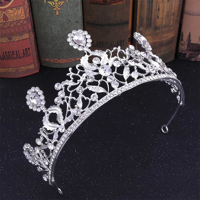 

Gold/Silver Alloy Crystal Rhinestone Bridal Tiaras and Crown Headpiece Women Head Jewelry Wedding Hair Piece Hair Accessories BH