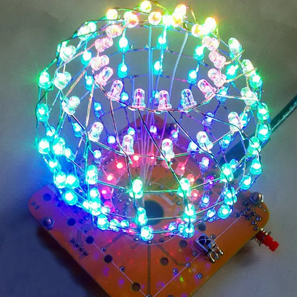 LEORY DIY Colored Ball Electronic Kit 3D LED Light Cube Kit 16x9 LED Music Spectrum DIY For DAC MP3 For DIY Welding Enthusiast