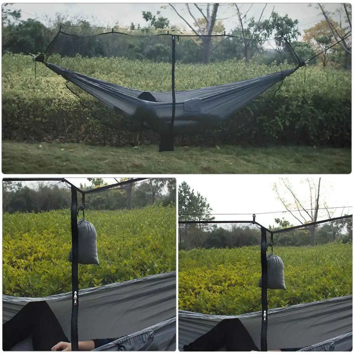 

1-2 Person Portable Hanging Bed Swing Net Outdoor Camping Hammock Mosquito Net Portable Swing Sleeping Bed Tree Tent with String