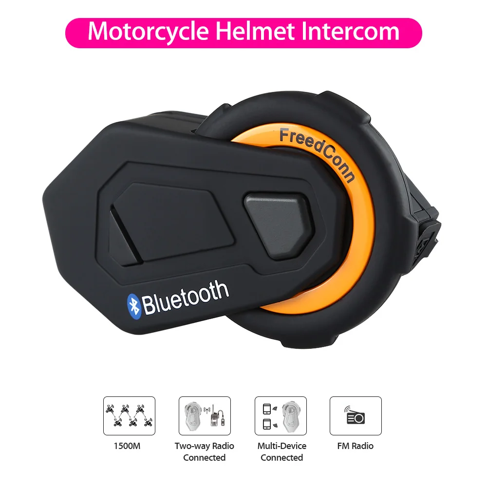 

FreedConn T-MAX 1500M Bluetooth Motorcycle Motorbike Helmet Intercom Interphone Headset FM Radio Wireless 6 Riders Communication