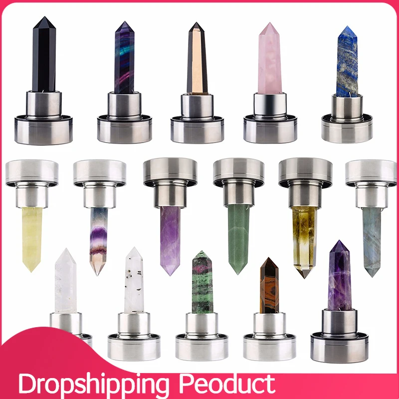 

Dropshipping Natural Crystal Point Healing Obelisk Wand Elixir Quartz Crystal Water Bottle Natural crystal cup base Hot Sale