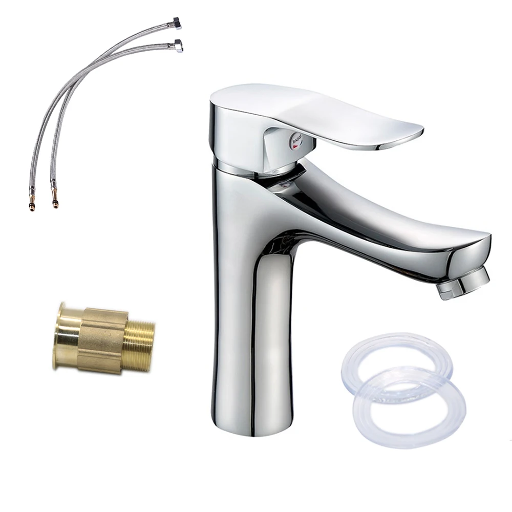 

Ceramic spool hot and cold faucet Bathroom sink faucet Multi-layer chrome-plated single-hole single-handle basin tap kitchen tap