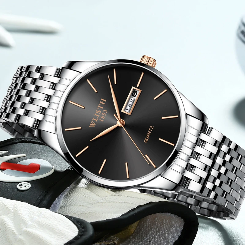 

2019 Slim Men Quartz-Watch Top Brand Luxury Male Clock Fashion Leisure Wristwatches Week Date Stainless Steel Relogio Masculino