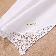 A009-C: белый Хлопковый кружевной носовой платок премиум класса, чистые вязаные крючком носовые платки для женщин/Дамский Свадебный носовой платок