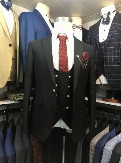 Новые реальные фотографии мужские свадебные костюмы Slim Fit 3 шт смокинг жениха двубортный Лучший мужской костюм в деловом стиле
