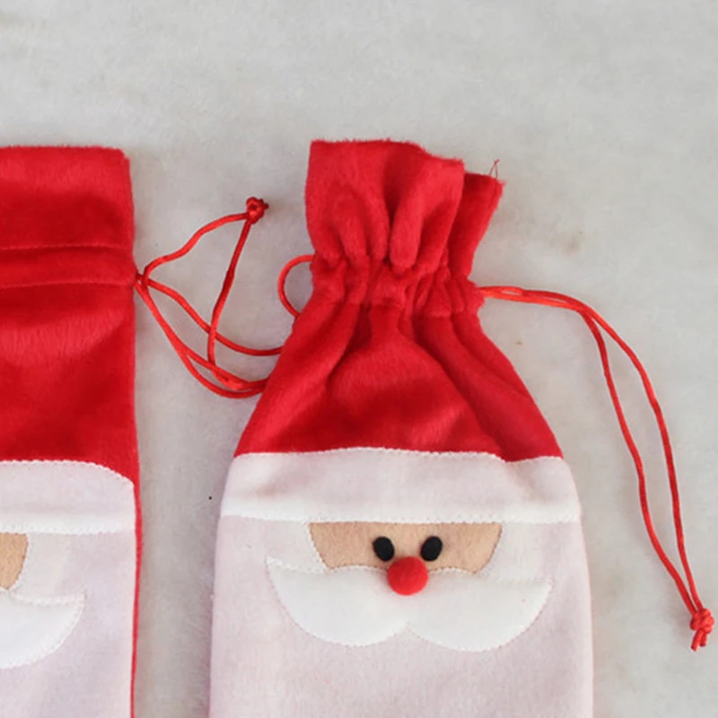 1PC Merry Christmas Santa Wine Bottle Bag Cover Xmas Dinner Party Table Decor