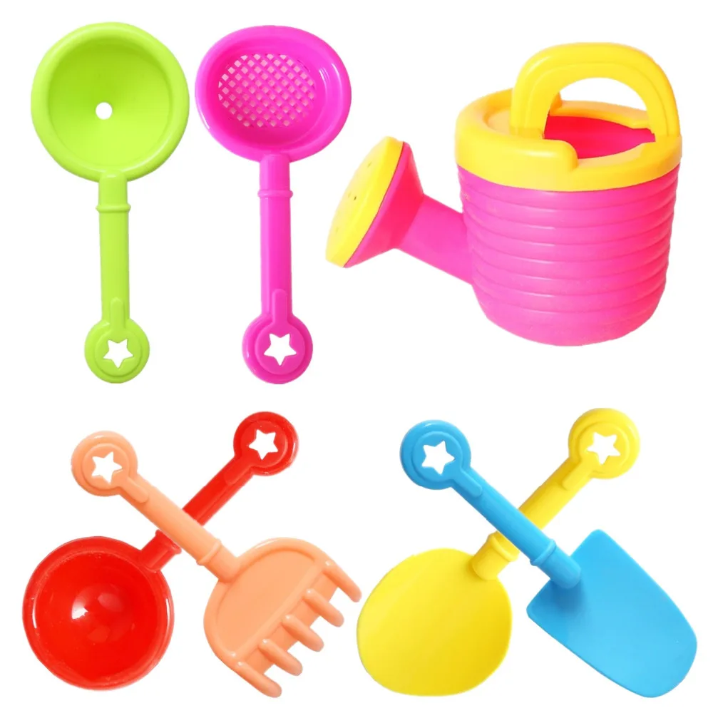 7 pcs Kids Beach Toys Set with Watering Can Shovel Rake Tool Kit Baby ...