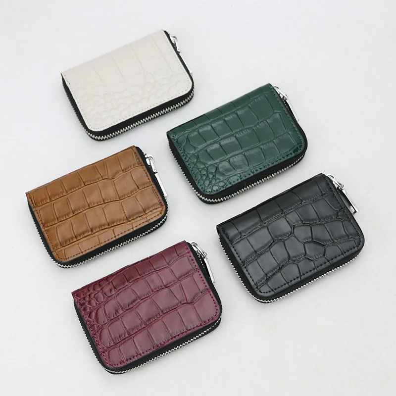 

Crocodile Pattern Leather Accordion Card Holder Wallet Men Multi Pockets Credit Card Purse Women Business Card Case Small Purse