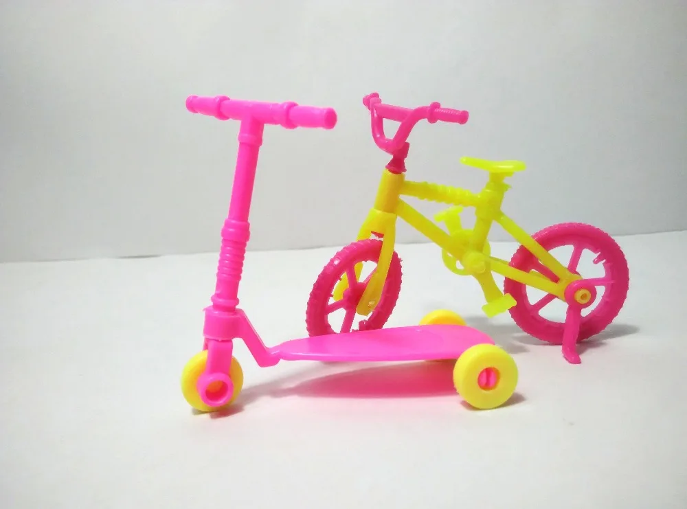 2pcs Kids scooter Bicycles Bikes Mini font b Toy b font for Barbie Accessories Girls Birthday
