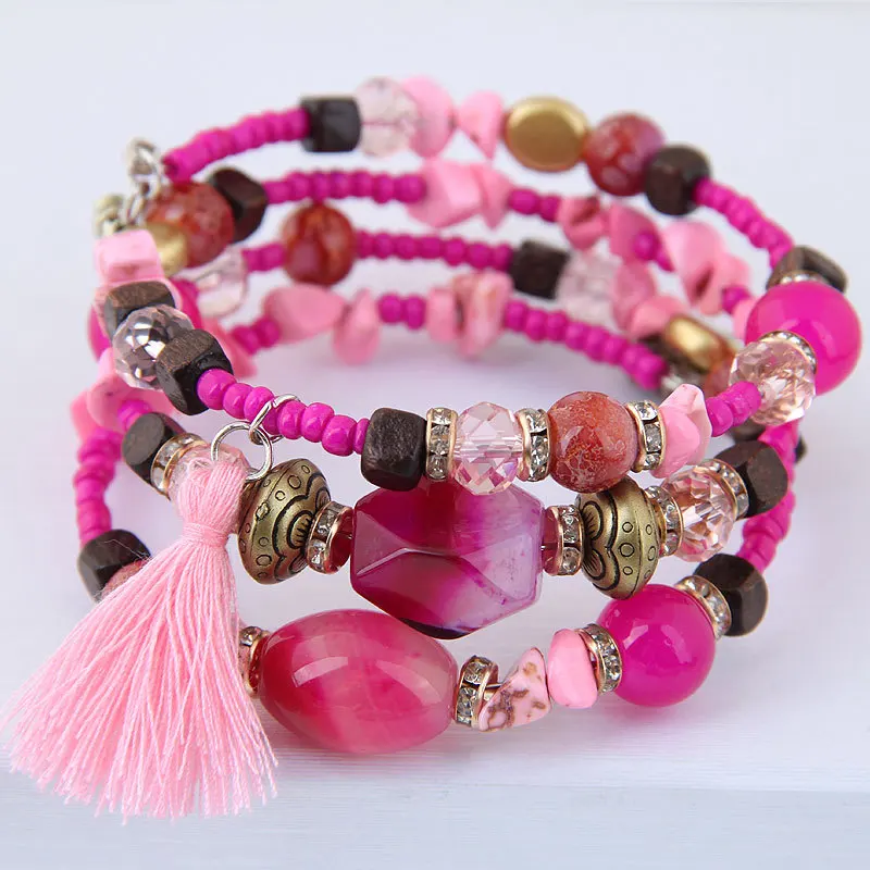 

bossimi shell crystal accessories mix and match multi-layer beaded temperamental elastic bracelet bracelet steel wire stone