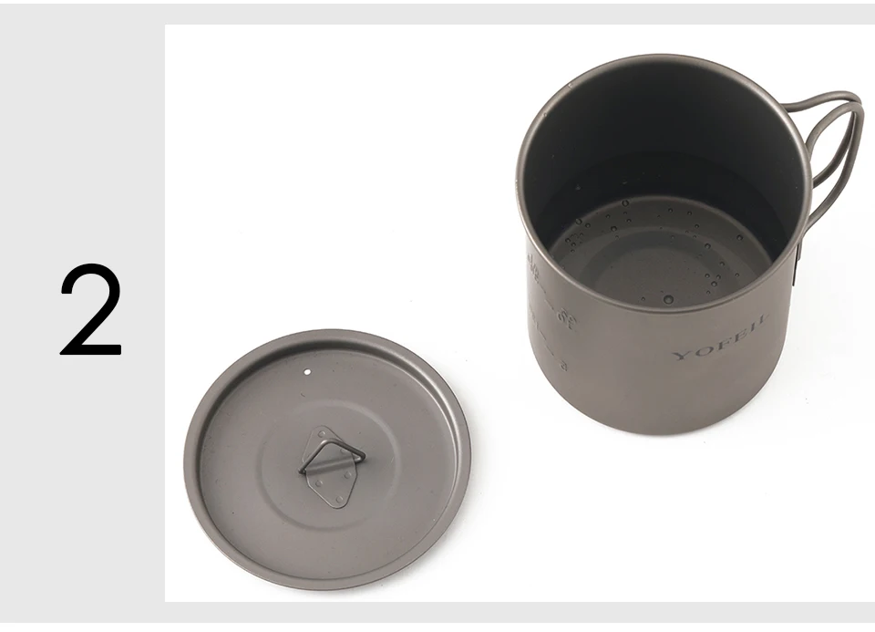 Copo de Titânio para Acampamento Caneca de Titânio Copo de Acampamento Militar de Utensílios de Cozinha para Uso Chaleira para Turista Conjunto de Pratos ao ar Livre para p Caneca Doméstico 450 ml 5 Copo de titânio para acampamento 450 ml