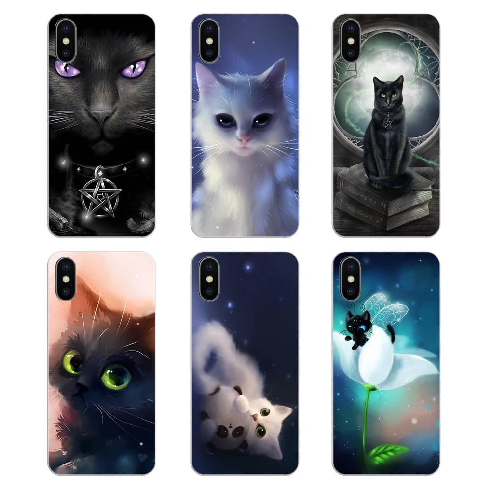 

Anime Gray Fantasy Cat Art Pattern Silicone Phone Skin Case For Huawei Honor 8 8C 8X 9 10 7A 7C Mate 10 20 Lite Pro P Smart Plus