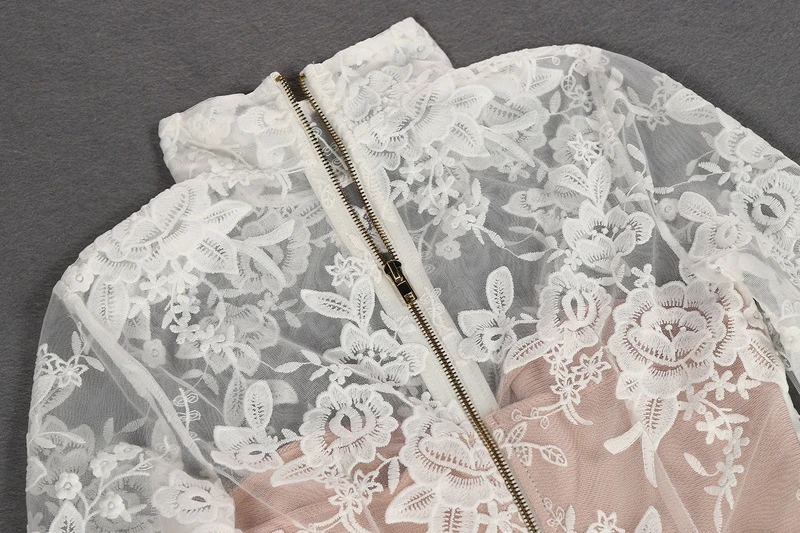 Gosexy Women White Lace Women Dress Long Sleeve Runway Celebrity Party Dress Sexy Hollow Out Midi Lace Club Dress Vestido Autumn