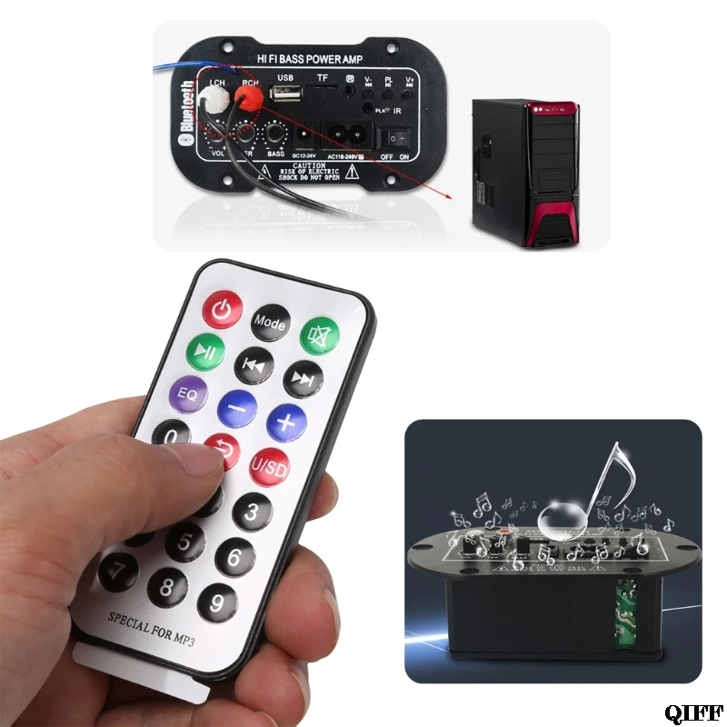 

25W Car Bluetooth Subwoofer Hi-Fi Bass Amplifier Board Audio TF USB 220V/12V/24V May06