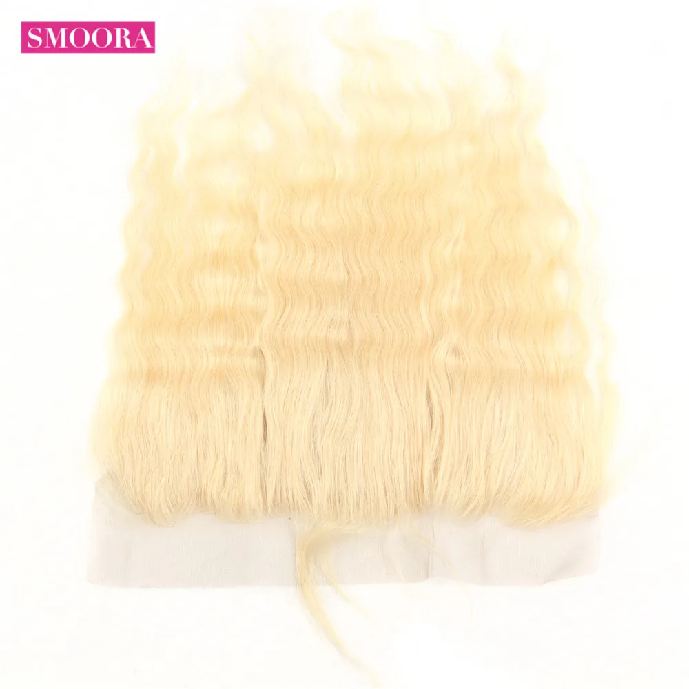 Smoora Brazilian Human Hair 613 Blonde Lace Frontal Closure 13x4 Free Part Remy Deep Wave Blonde Lace Frontal 130% Bleached Knot