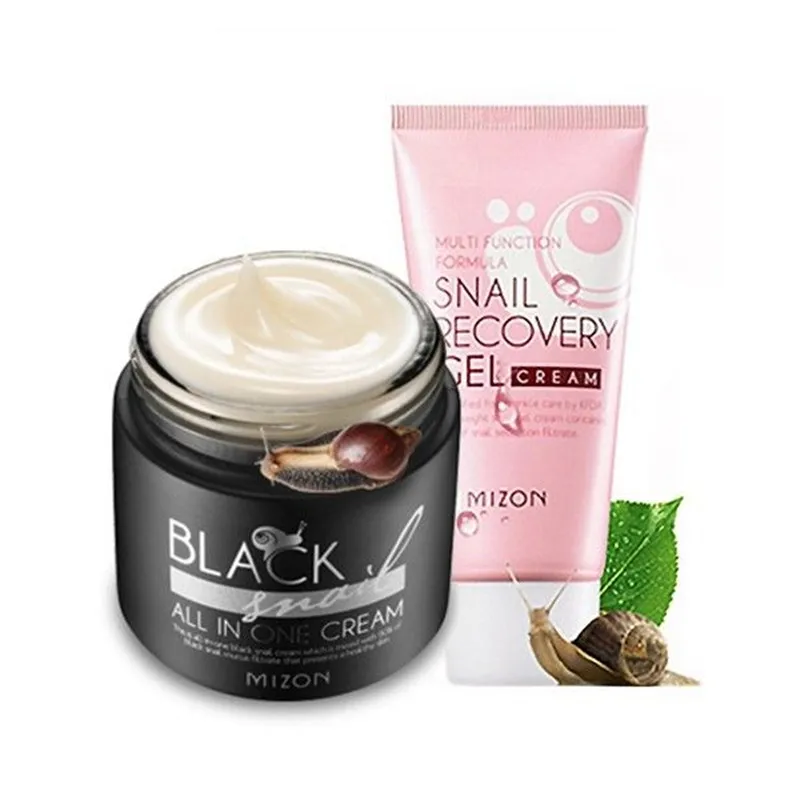 

MIZON Black Snail All In One Cream 75ml + MIZON Snail Recovery Gel Cream 45ml Facial Cream Face Skin Care Set Korea Cosmetics
