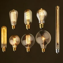 Винтажный светильник, лампочка эдисона, лампа Эдисона 40 Вт, 220 В, ST64, T45, G80, G95, G125, ампульная нить, E27, светильник, лампочка, ретро ампула