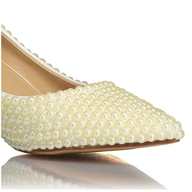 De Drfargo 41 Apricot Élégante Chunky 20170636 Mariage Hauts Talons Pointu Perle Pompes À Bout Femelle Chaussures Mariée Femmes Dame Taille wfFxrqfXB