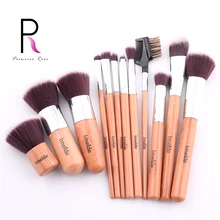 Princess Rose Professional 12pcs Bamboo Makeup Brushes Make Up Brush Set + Bag Kit Pinceis Pincel Maquiagem Brochas Maquillaje