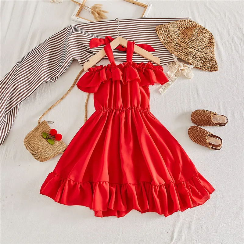 

Korean Off shoulder girls dress 2019 kids clothes girls summer princess dresses for wedding children beach dresses