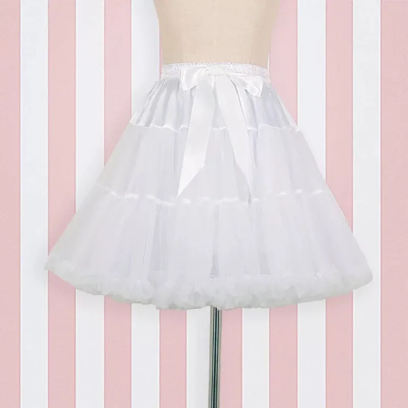 Adult Women Short White A Line Skate Petticoat Hoopless Mesh Tutu