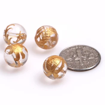 

Natural 10-14mm White Rock Quartz Beads Gold Carved Dragon Turtle Tiger Phoenix Beads For Jewelry Making Mix 4 in One Set DIY
