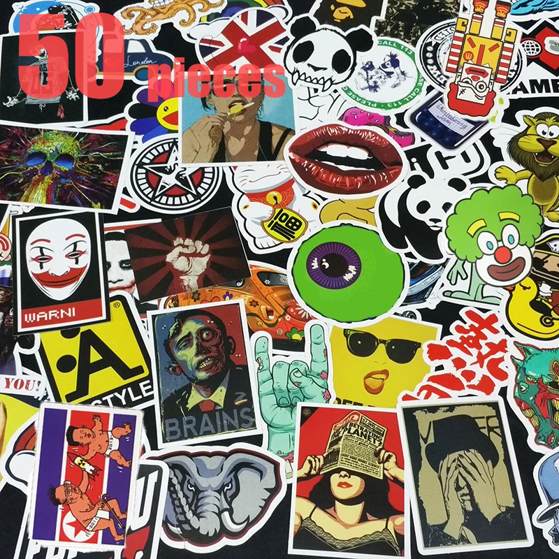 

PVC Waterproof Fun Sticker Toys The Luggage Stickers Handbag Decoration Stickers 50 Pieces Do Not Repeat