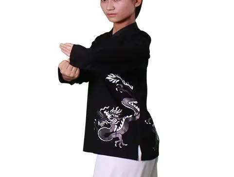 Лето Хлопок Весна и лето Тай Чи печатных дракон костюмы для боевых искусств кунг-фу форма для Тай Чи одежда халат ушу футболки