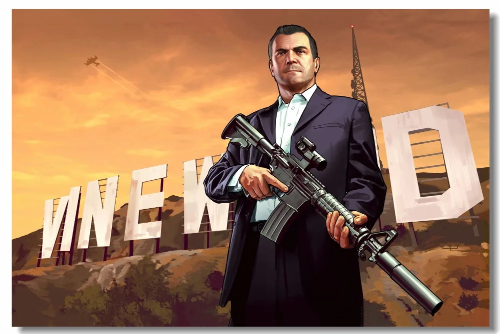 Пользовательские холст настенная видео игра GTA 5 плакаты и принты Grand Theft Авто V Niko