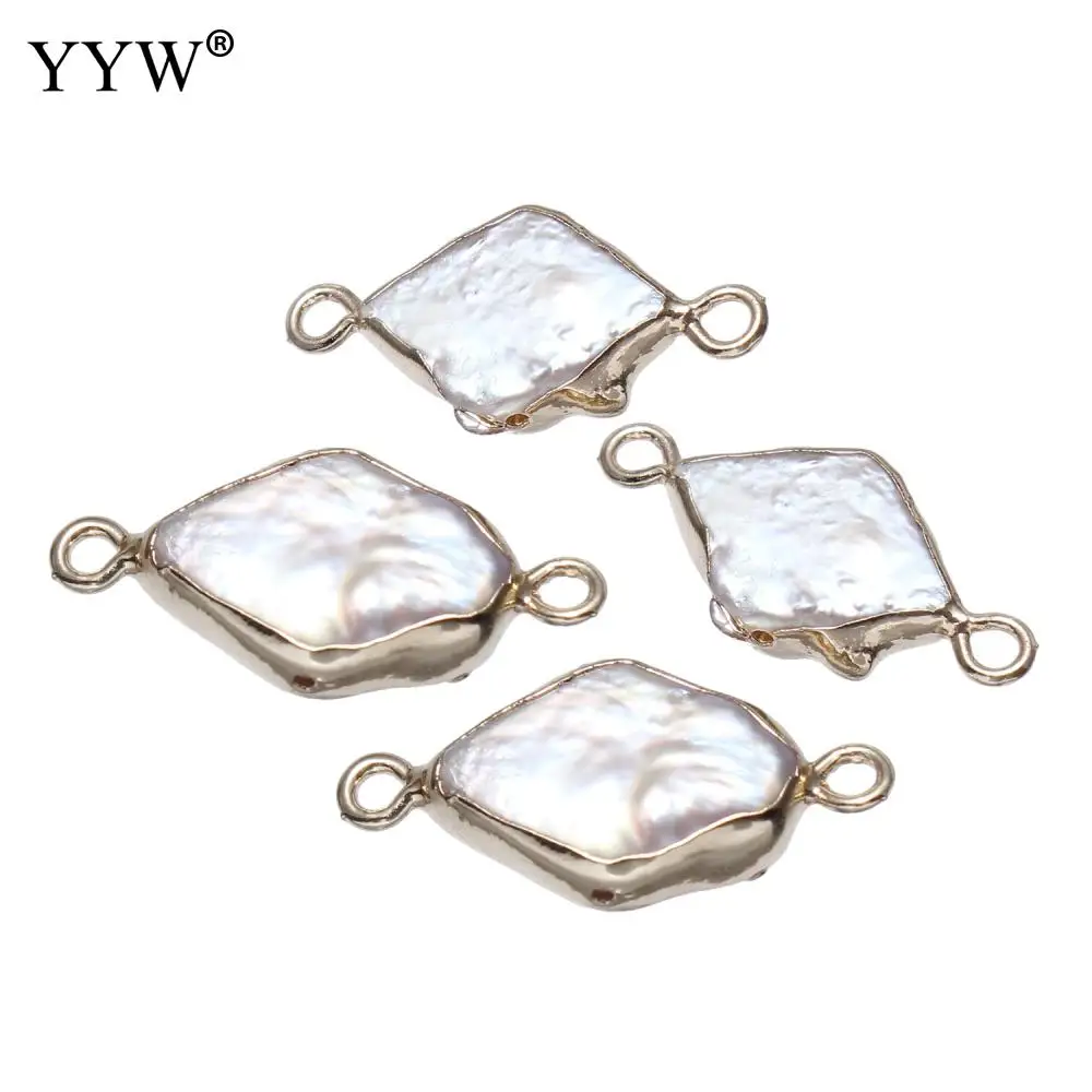 

natural Freshwater Pearl Pendants with Brass Geometric two hole 1/1 loop - Approx 1.5mm Sold By PC