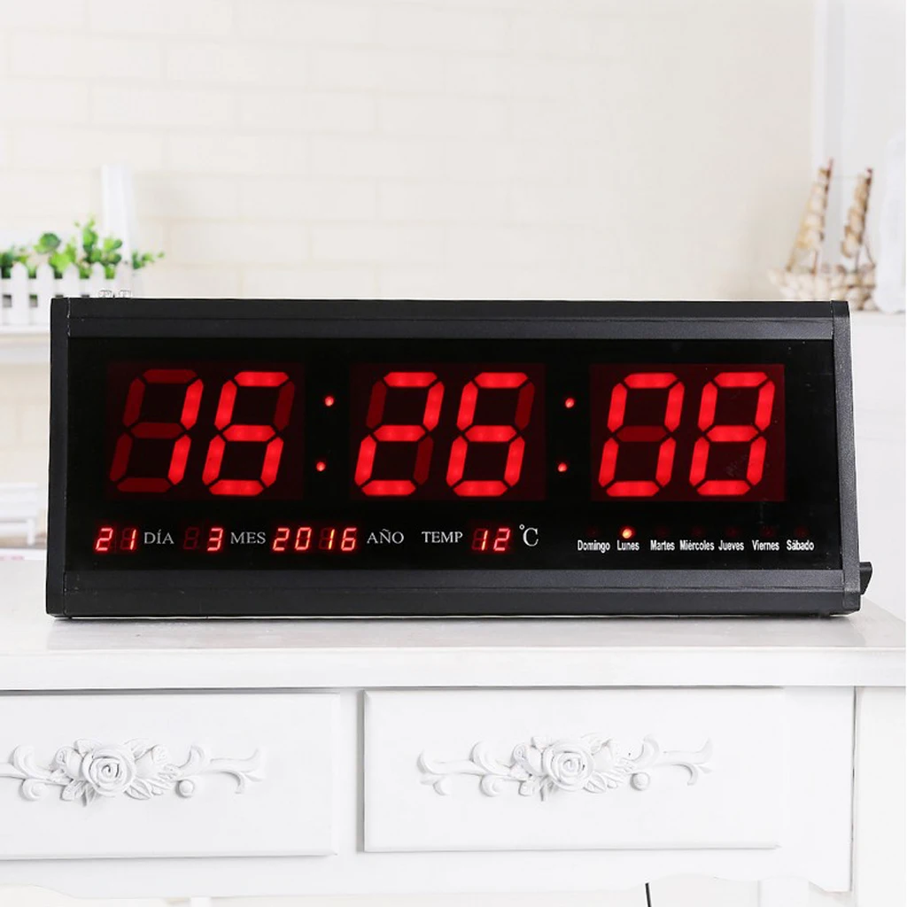 

MagiDeal Digital LED Wall Clock Counter Calendar Indoor Temperature Display