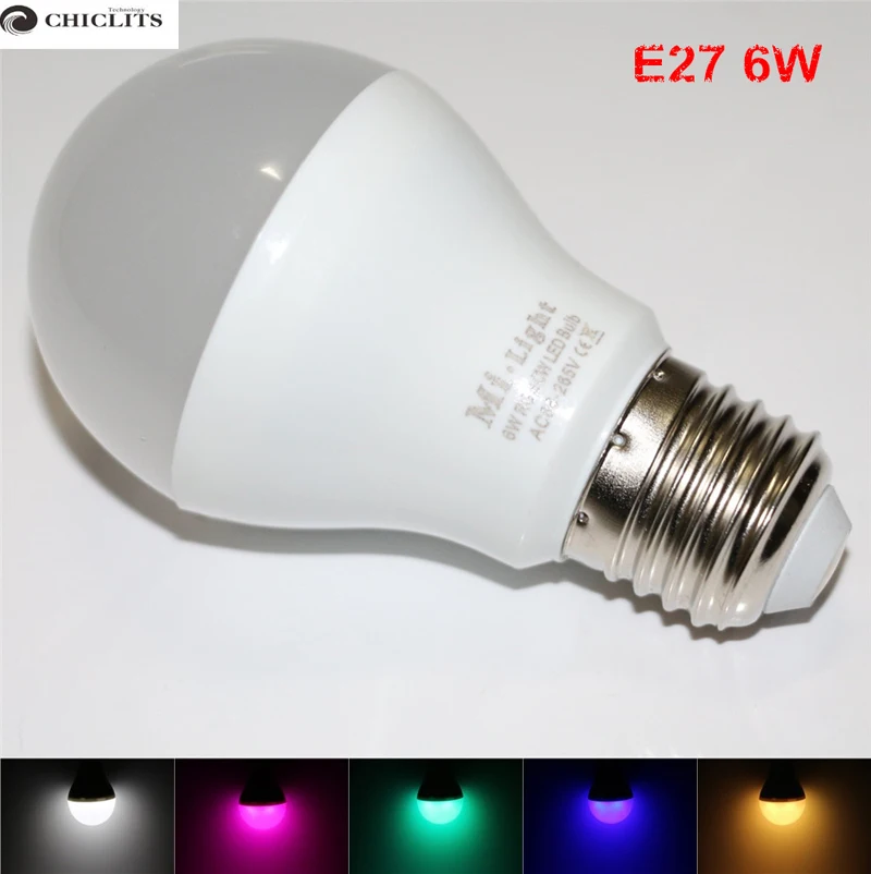 

Dimmable Smart Light E27 LED Lamp 6W RGB Mi Light Lampada Led	AC 85-265V 110V 220V RGBW LED Bulb for Home Led Energy Saving Lamp