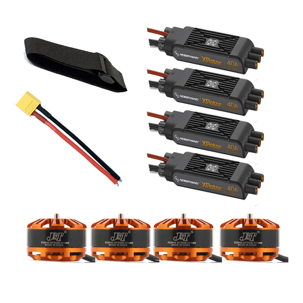 

JMT DIY Helicopter Motor Combo 4pcs 3508 580kv Motor + 4pcs Hobbywing XRotor Pro 40A ESC + XT60 Connector+Fastening Tape