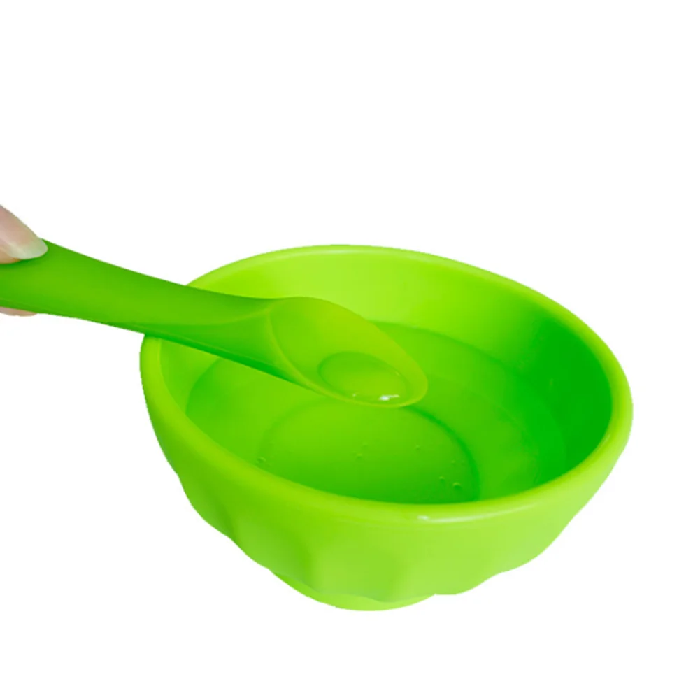 2PCS 2 colors baby silicone spoon infant soft-tip spoon bamboo leaf tooth gel spoon Teether for baby feeding tool