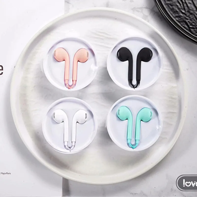 High quality wired in ear simple pure color stere white earphone