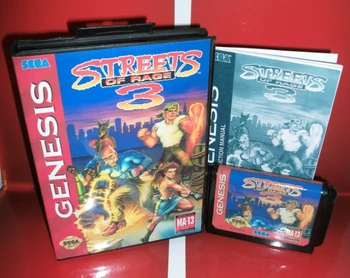 

Street of Rage 3 US Cover with box and manual For Sega Megadrive Genesis Video Game Console 16 bit MD card