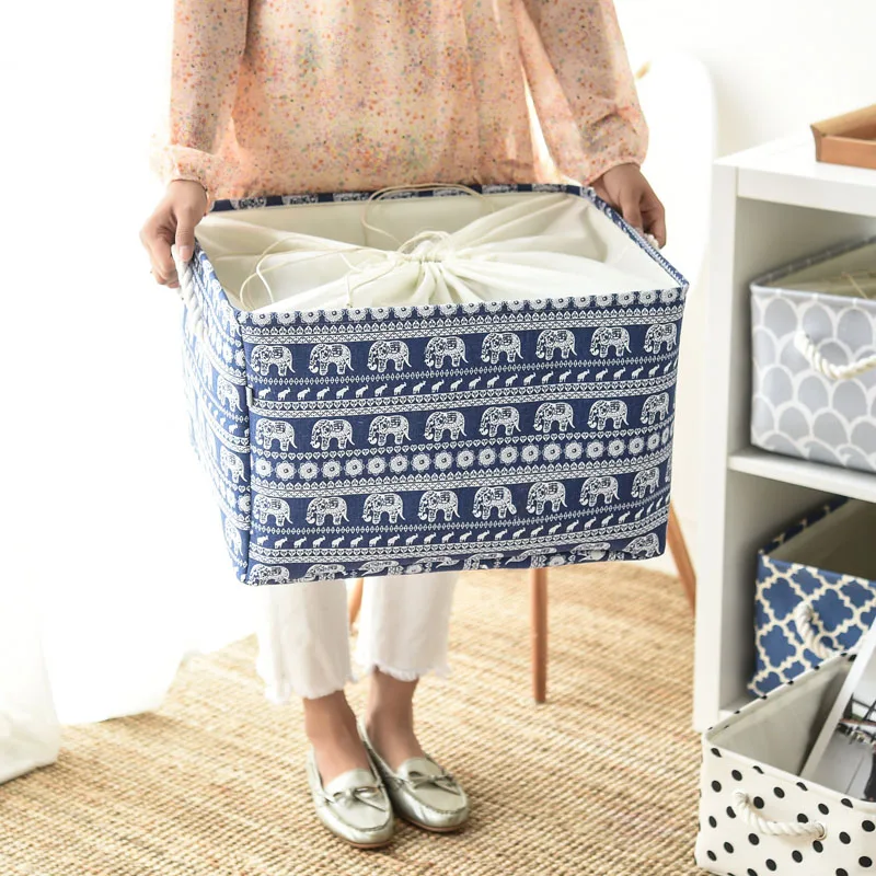 Portable Korean Style Canvas Fabric Storage Basket Canvas Storage Case