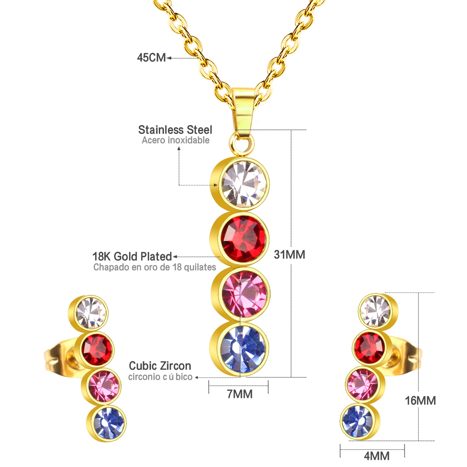 Nella – Stainless Steel Multicolour Crystal Jewellery Sets Jewellery Sets 8d255f28538fbae46aeae7: 1|2