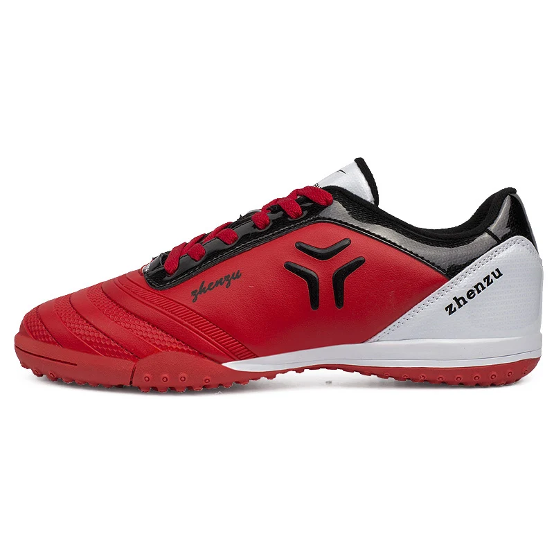 ZHENZU износостойкая резиновая футбольная обувь TF футбольные бутсы для дерна ботинки светильник спортивная обувь для детей/мальчиков размер 30-35 - Цвет: Красный