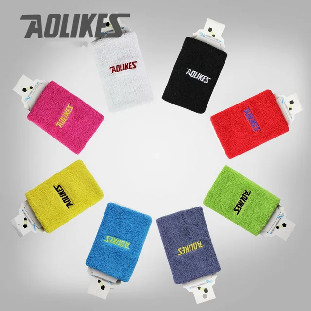 1Pair 4.3×3.1 Inch Cotton Tennis Wristband Sport Running Gym Yoga Wrist Sweat Band Fitness Volleyball Basketball Wrist Cuff Wrap 6