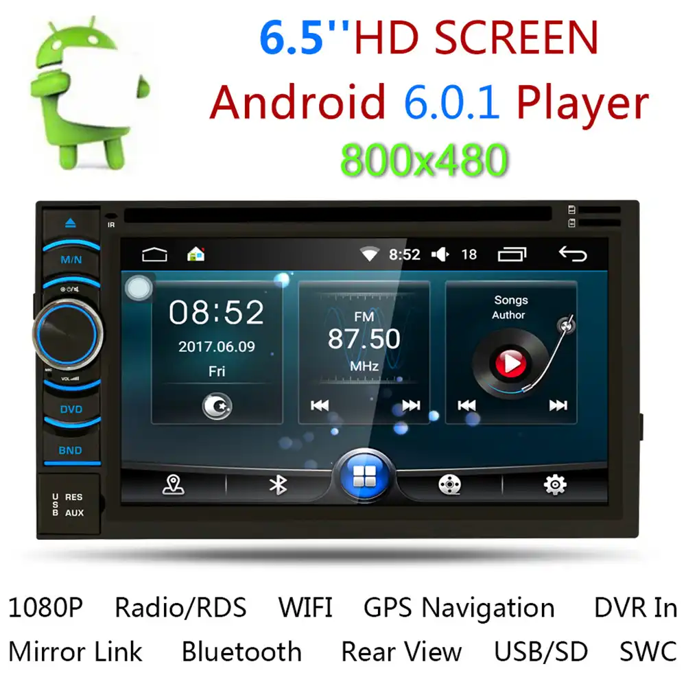 6 5 2 الدين سيارة مرآة ربط الروبوت الهواتف Dvd لاعب مع Usb Sd