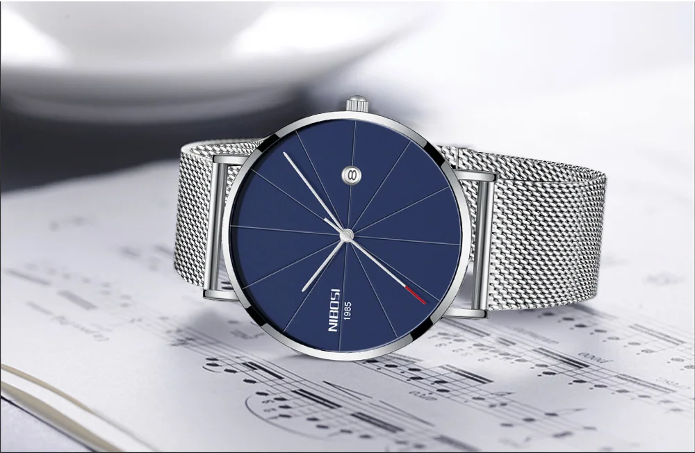 NIBOSI watch men black quartz wristwatches stainless steel mesh brand  watches men ultra thin quartz relogio masculino dourado (9)