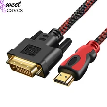 

HDMI to DVI DVI-D 24+1 pin Adapter Cables 1.5m 3m nylon mesh&dual ferrite cores gold-plated 3D 1080P HDMI Male to DVI for LCD HD