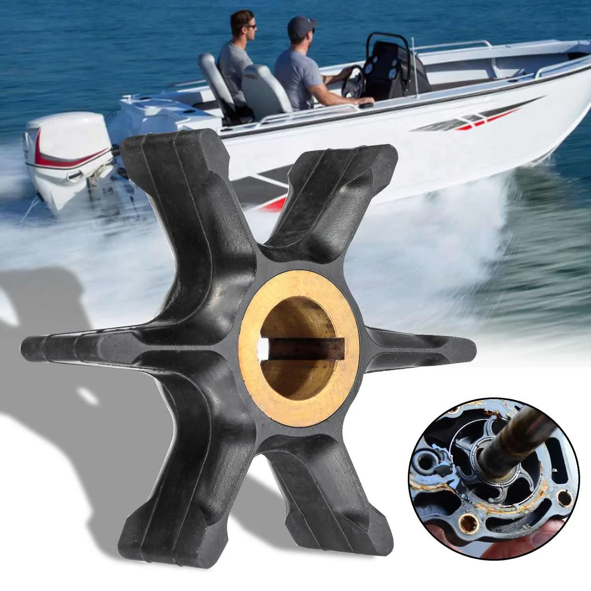 Подвесной лодочный мотор 382547 крыльчатки водяного насоса резиновый для Johnson Evinrude 55/60/65/70/75HP Сменные кассеты-6 шт. Диаметр 9,2 см лодка Запчасти черный